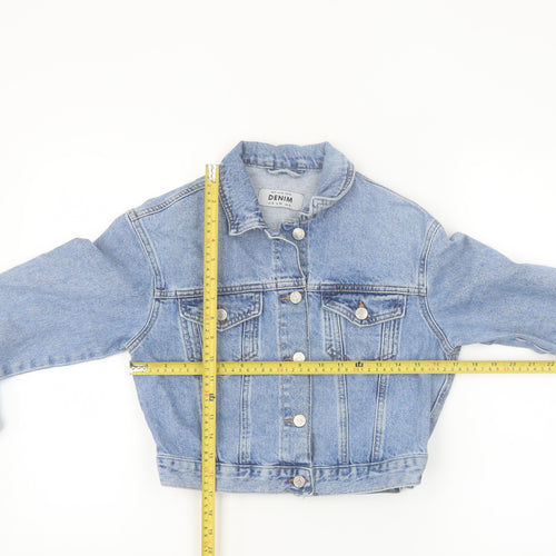 New Look Women Blue Denim Cropped Jacket UK 8 Petite