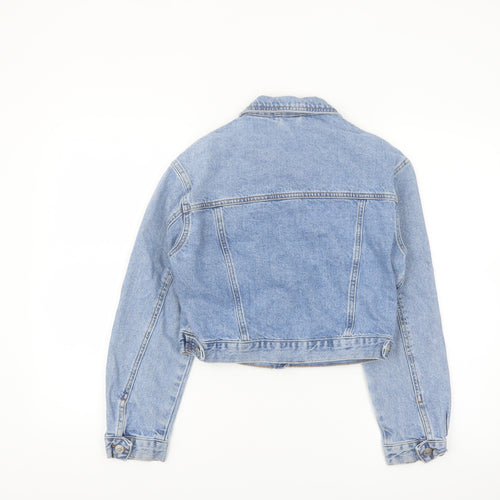 New Look Women Blue Denim Cropped Jacket UK 8 Petite