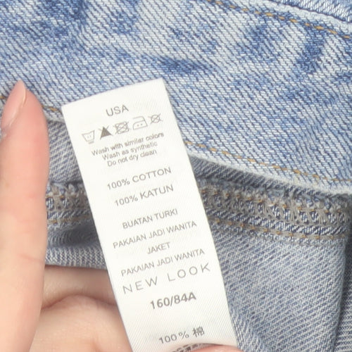 New Look Women Blue Denim Cropped Jacket UK 8 Petite