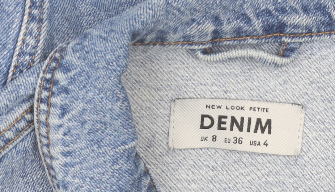 New Look Women Blue Denim Cropped Jacket UK 8 Petite