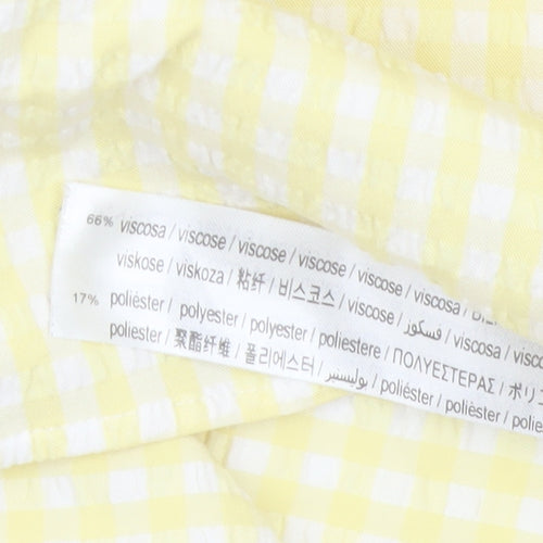 Bershka Women Yellow Check Cut Out Slip Dress Size S