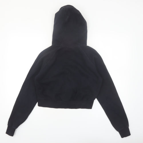 Ellesse Women's Black Crop Hoodie UK 8 Logo Pullover Sweatshirt
