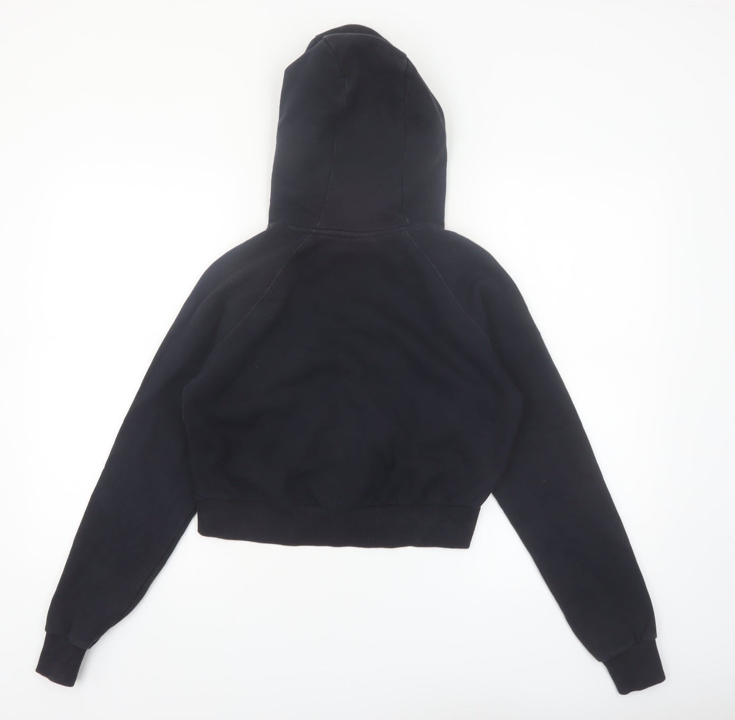 Ellesse Women's Black Crop Hoodie UK 8 Logo Pullover Sweatshirt