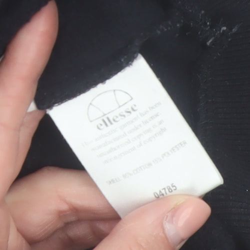 Ellesse Women's Black Crop Hoodie UK 8 Logo Pullover Sweatshirt