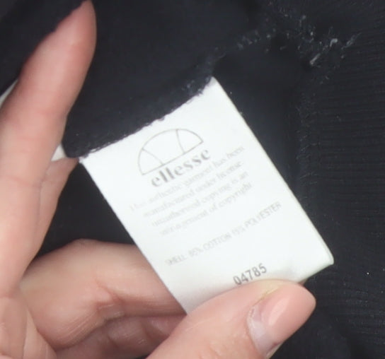 Ellesse Women's Black Crop Hoodie UK 8 Logo Pullover Sweatshirt