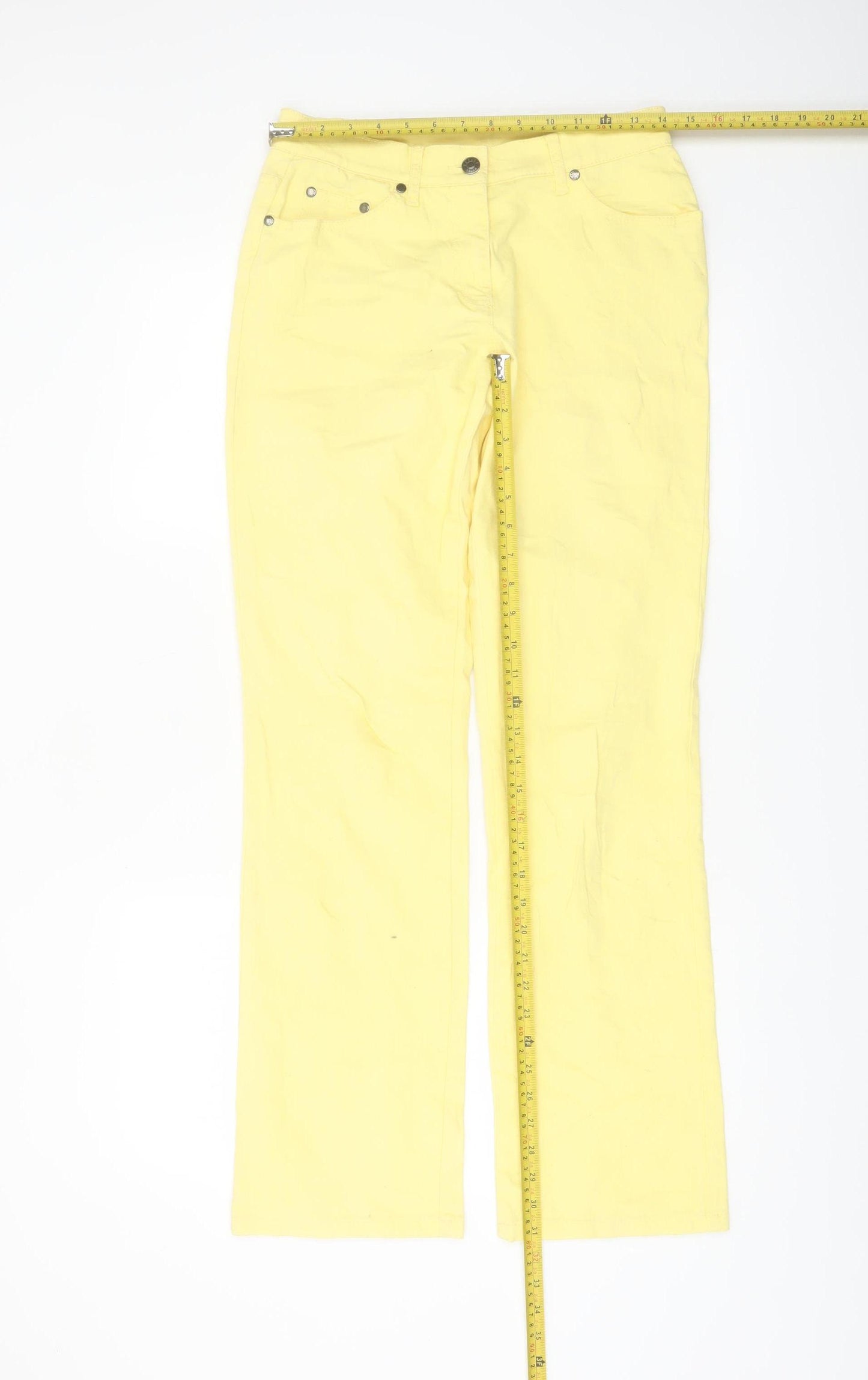Gina Benotti Women's Yellow Straight Leg Jeans Size 8 Cotton Stretch