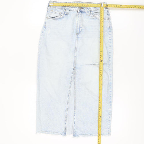 H&M Girls Light Blue Denim Midi Skirt Size 13Y Straight Fit
