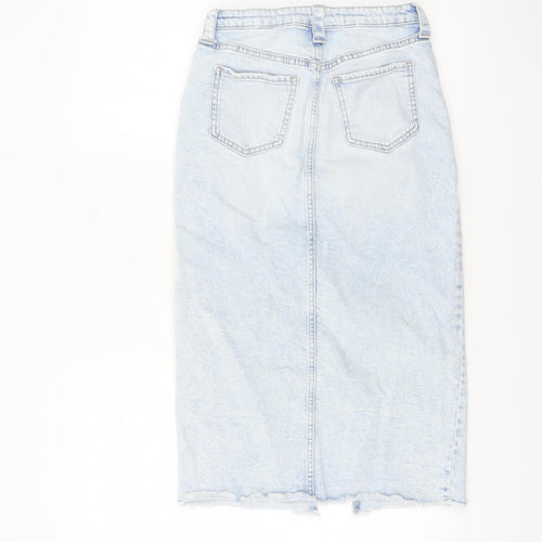 H&M Girls Light Blue Denim Midi Skirt Size 13Y Straight Fit
