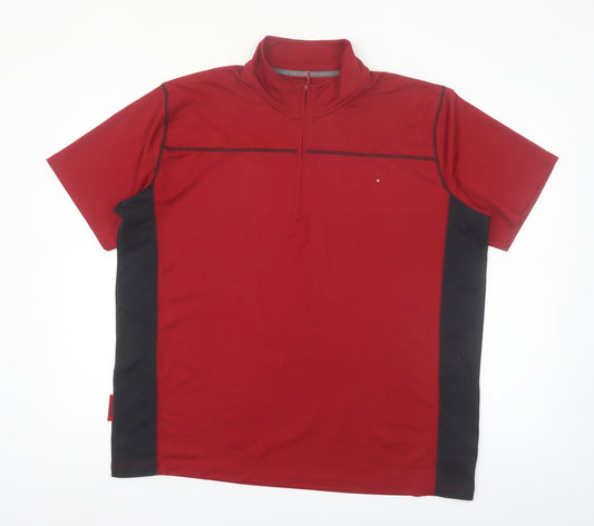 Mountain Warehouse Men’s Red XL Quick Dry 1/4 Zip Active T-Shirt