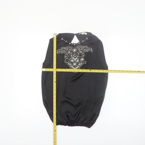 River Island Women’s Black Beaded Sleeveless Blouse Size 10