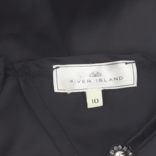 River Island Women’s Black Beaded Sleeveless Blouse Size 10