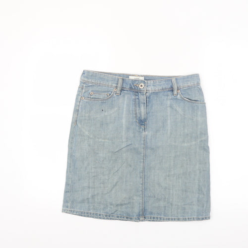 H&M L.O.G.G. Women's Blue Denim Knee Length Skirt Size 10