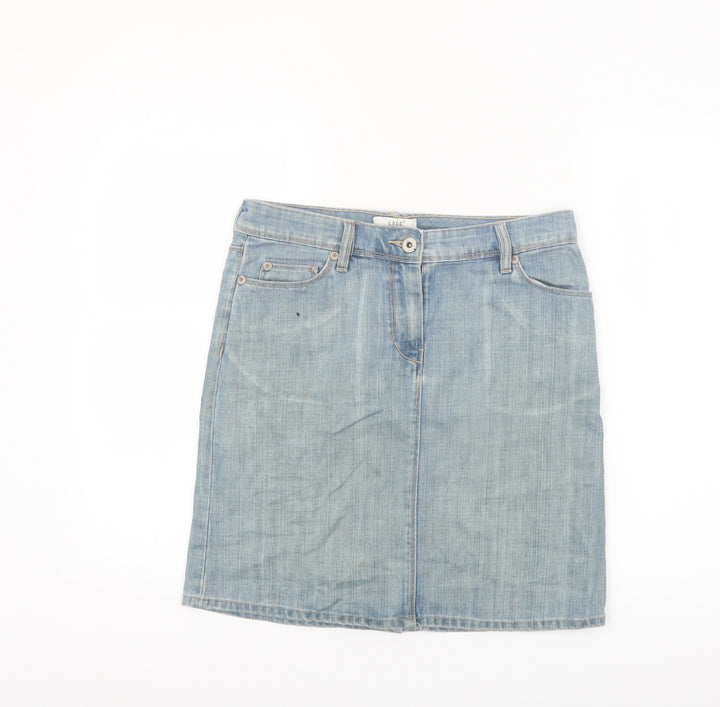 H&M L.O.G.G. Women's Blue Denim Knee Length Skirt Size 10