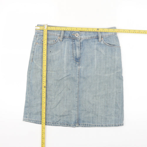 H&M L.O.G.G. Women's Blue Denim Knee Length Skirt Size 10