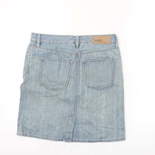 H&M L.O.G.G. Women's Blue Denim Knee Length Skirt Size 10