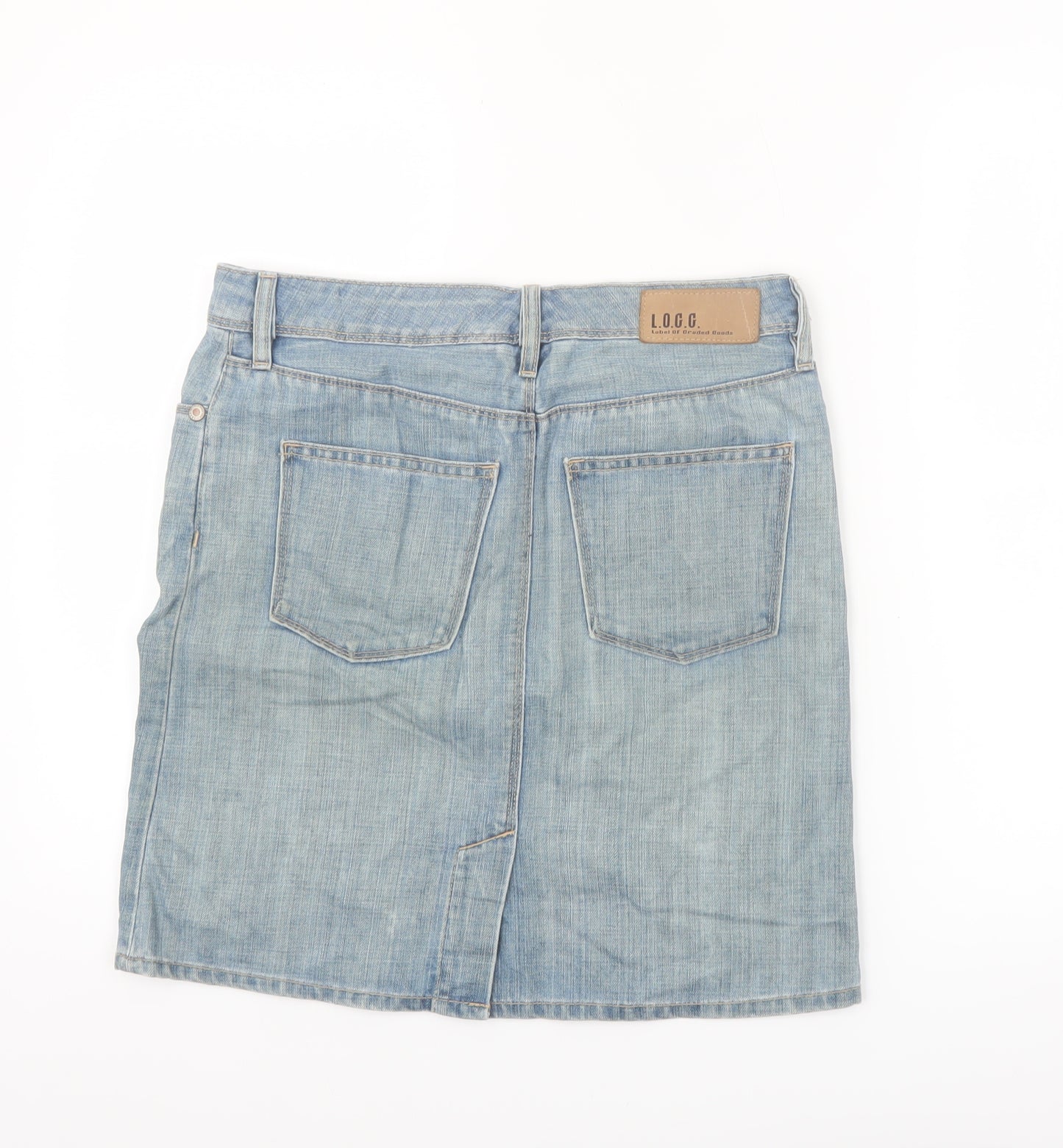 H&M L.O.G.G. Women's Blue Denim Knee Length Skirt Size 10