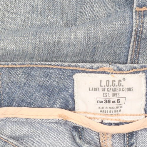 H&M L.O.G.G. Women's Blue Denim Knee Length Skirt Size 10