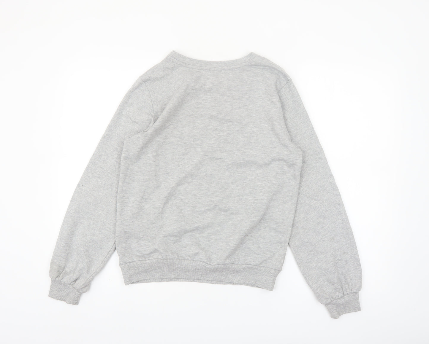 Find Women Grey Embroidered Floral Pullover Sweatshirt XS