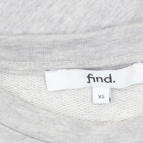Find Women Grey Embroidered Floral Pullover Sweatshirt XS