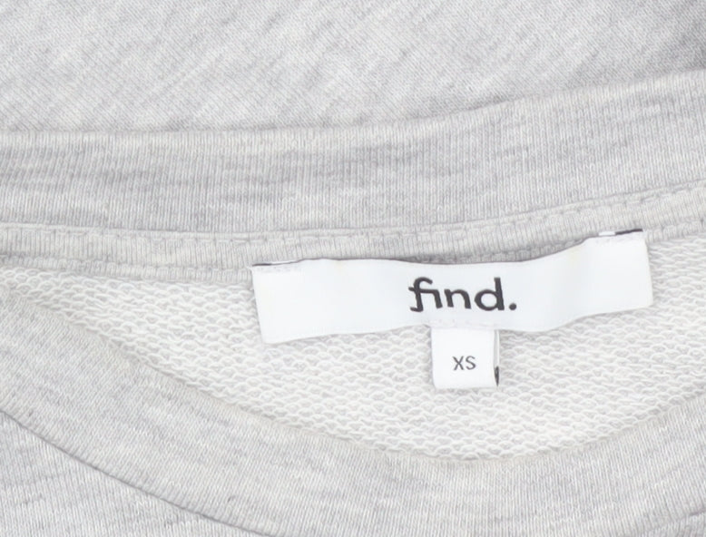 Find Women Grey Embroidered Floral Pullover Sweatshirt XS