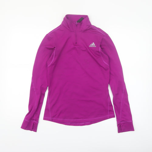 adidas Teens Purple Long Sleeve 1/4 Zip Running Top Size L