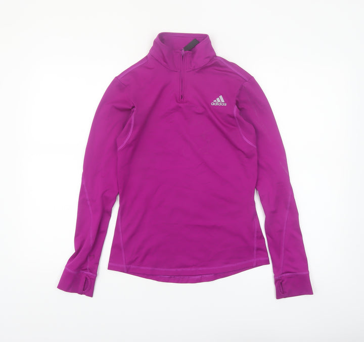 adidas Teens Purple Long Sleeve 1/4 Zip Running Top Size L