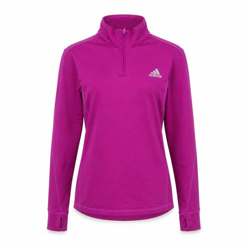adidas Teens Purple Long Sleeve 1/4 Zip Running Top Size L