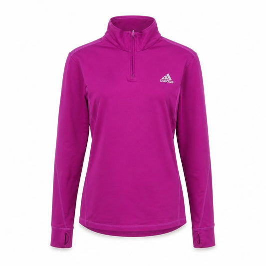 adidas Teens Purple Long Sleeve 1/4 Zip Running Top Size L
