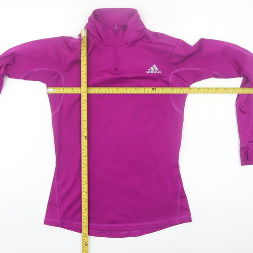 adidas Teens Purple Long Sleeve 1/4 Zip Running Top Size L