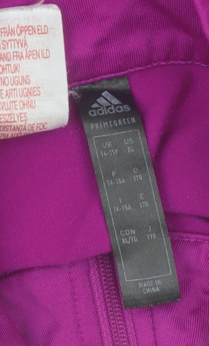 adidas Teens Purple Long Sleeve 1/4 Zip Running Top Size L