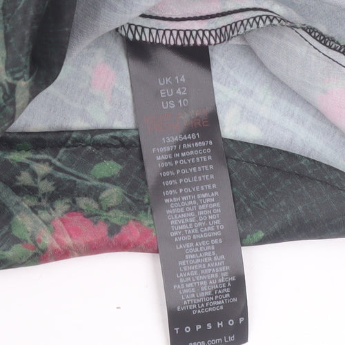 Topshop Women’s Multicoloured Floral A-Line Dress Size 14