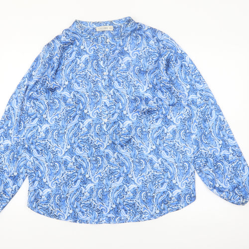 Gallery Women Blue Paisley Chiffon Button Blouse UK 12