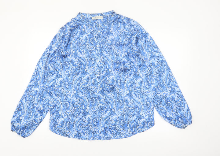 Gallery Women Blue Paisley Chiffon Button Blouse UK 12