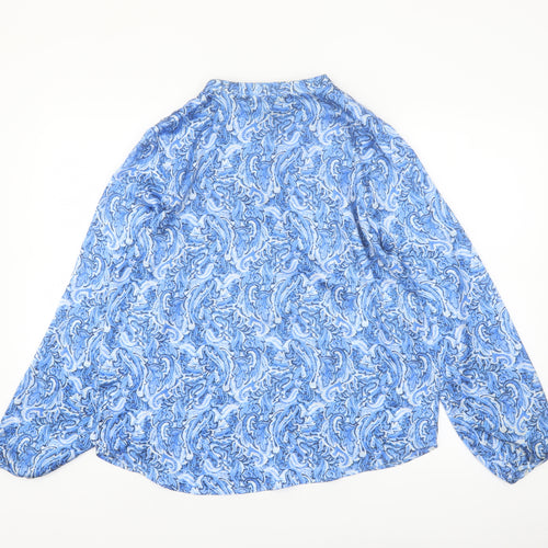 Gallery Women Blue Paisley Chiffon Button Blouse UK 12