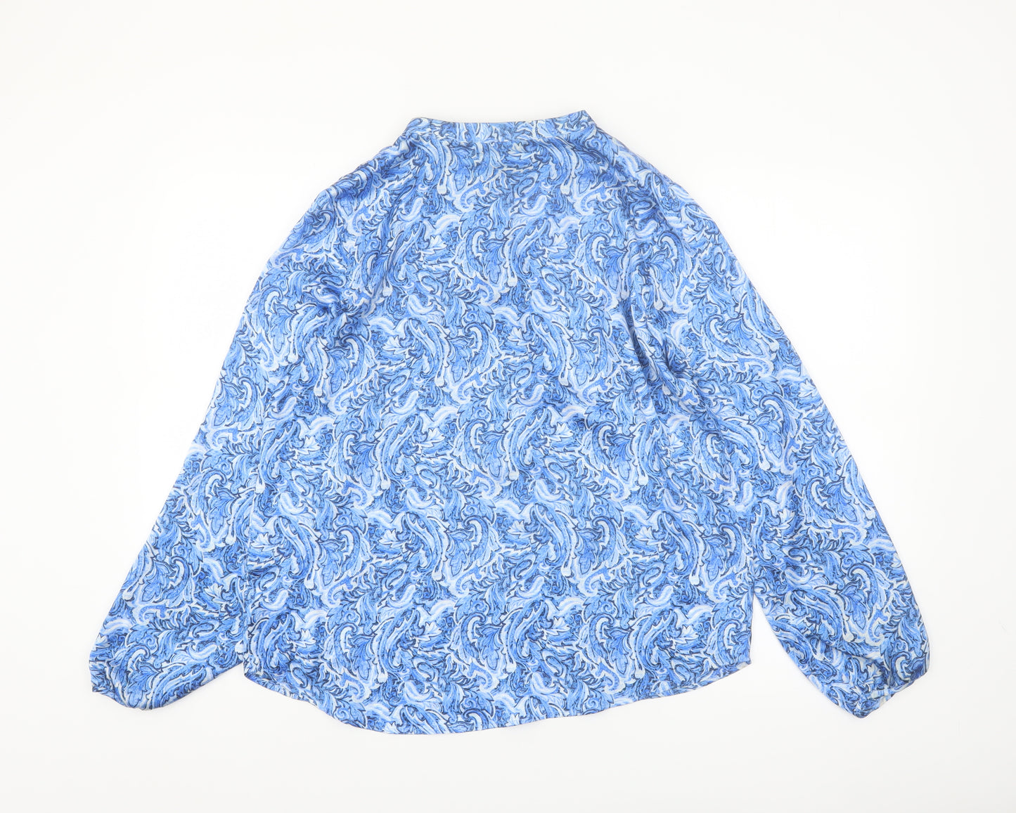 Gallery Women Blue Paisley Chiffon Button Blouse UK 12