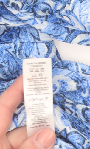 Gallery Women Blue Paisley Chiffon Button Blouse UK 12