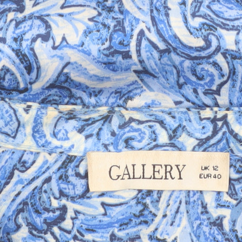 Gallery Women Blue Paisley Chiffon Button Blouse UK 12