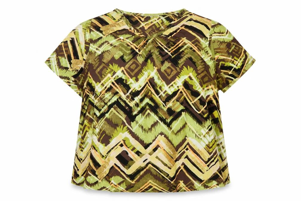 Front view of Zhenzi Women's Multicoloured Geometric Tunic Blouse, size M