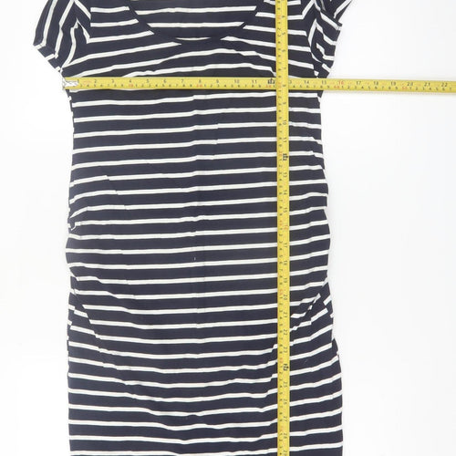 H&M Mama Women's Blue Striped Bodycon Maternity Dress Size 8