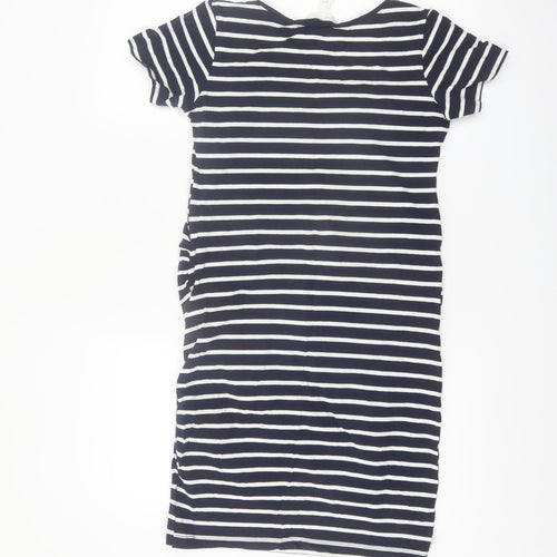 H&M Mama Women's Blue Striped Bodycon Maternity Dress Size 8