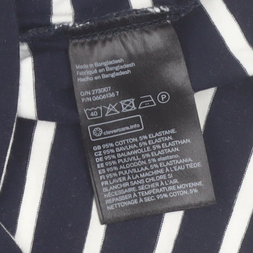 H&M Mama Women's Blue Striped Bodycon Maternity Dress Size 8