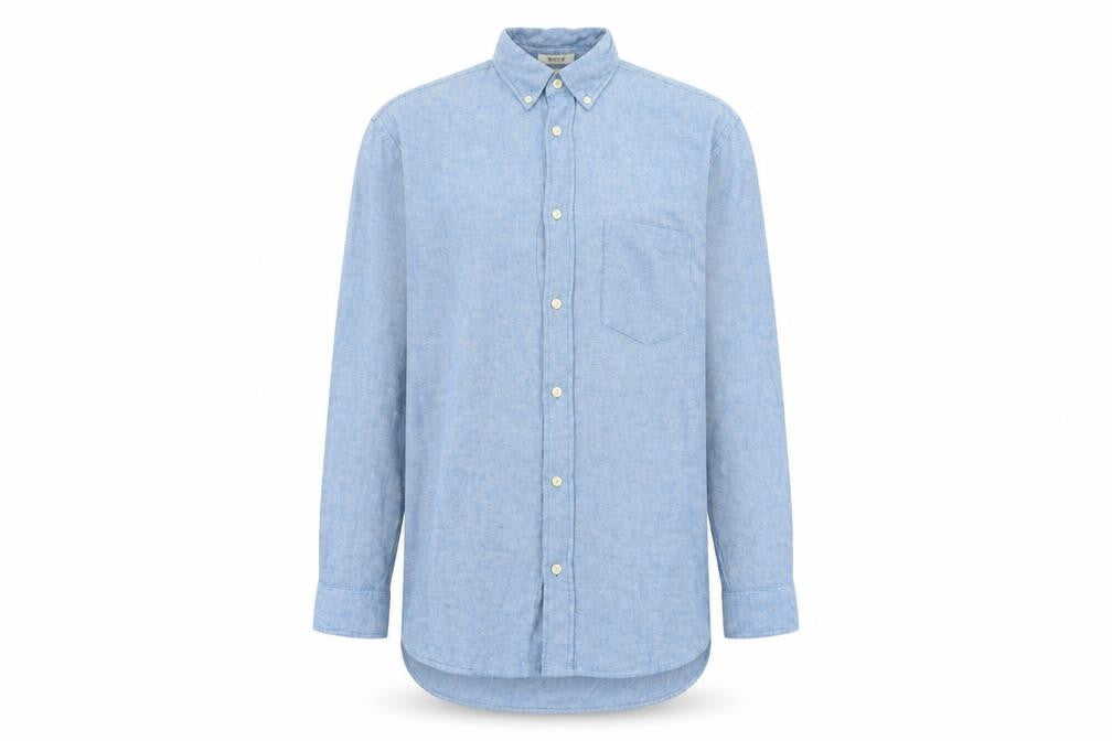 H&M Men's Blue Regular Fit Cotton Long Sleeve Button-Up Shirt Size M