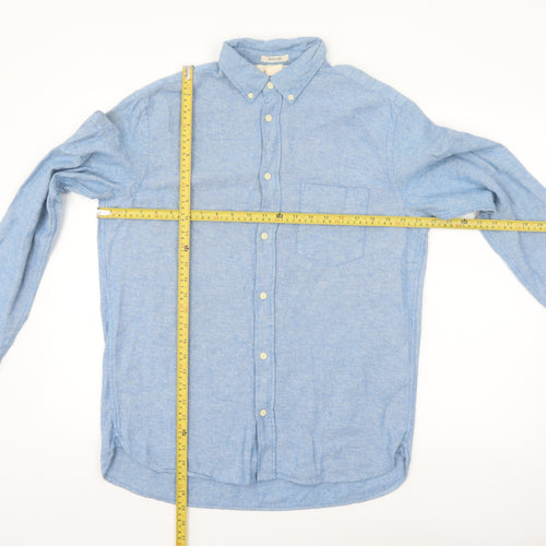 H&M Men's Blue Regular Fit Cotton Long Sleeve Button-Up Shirt Size M