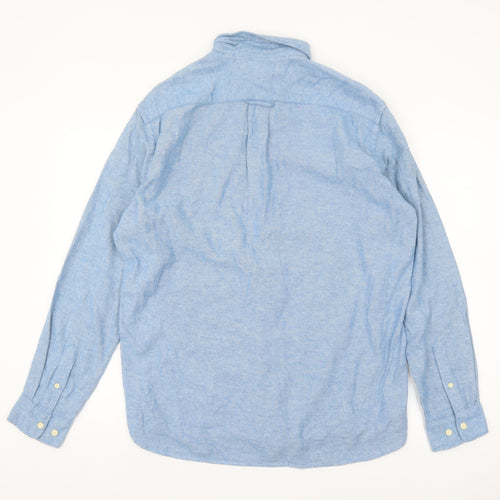 H&M Men's Blue Regular Fit Cotton Long Sleeve Button-Up Shirt Size M