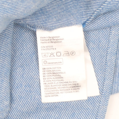 H&M Men's Blue Regular Fit Cotton Long Sleeve Button-Up Shirt Size M