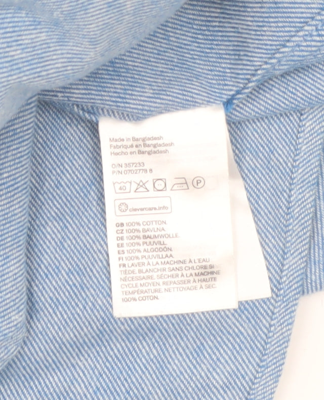 H&M Men's Blue Regular Fit Cotton Long Sleeve Button-Up Shirt Size M