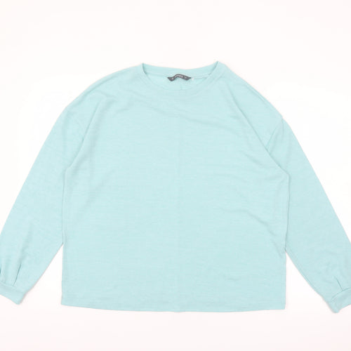 Dunnes Women Blue Long Sleeve Basic Cotton Jersey T-Shirt Size S