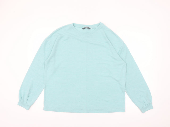 Dunnes Women Blue Long Sleeve Basic Cotton Jersey T-Shirt Size S