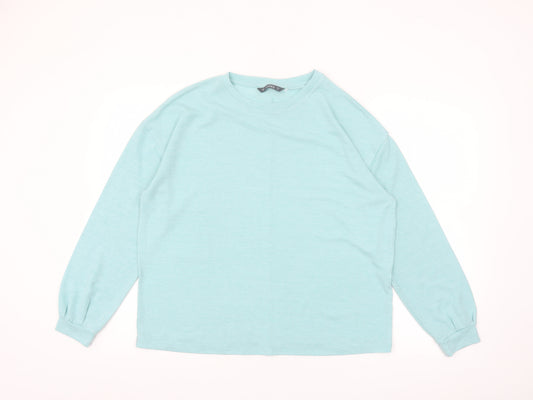 Dunnes Women Blue Long Sleeve Basic Cotton Jersey T-Shirt Size S