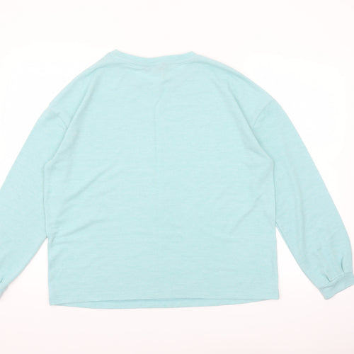 Dunnes Women Blue Long Sleeve Basic Cotton Jersey T-Shirt Size S